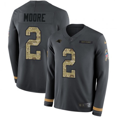 Nike Panthers #2 DJ Moore Anthracite Salute to Service Men's Stitched NFL Limited Therma Long Sleeve Jersey