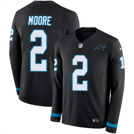 Nike Panthers #2 DJ Moore Black Team Color Men's Stitched NFL Limited Therma Long Sleeve Jersey