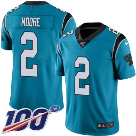 Nike Panthers #2 DJ Moore Blue Alternate Men's Stitched NFL 100th Season Vapor Untouchable Limited Jersey