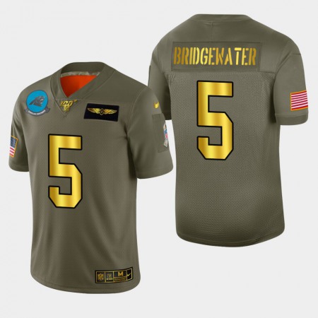 Carolina Panthers #5 Teddy Bridgewater Men's Nike Olive Gold 2019 Salute to Service Limited NFL 100 Jersey