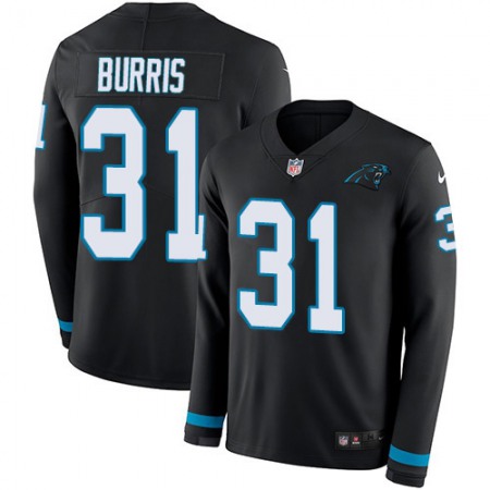 Nike Panthers #31 Juston Burris Black Team Color Men's Stitched NFL Limited Therma Long Sleeve Jersey