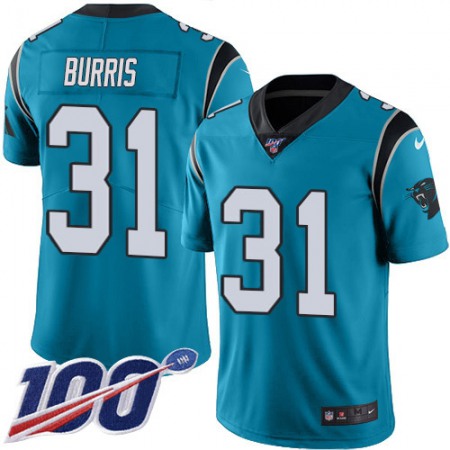 Nike Panthers #31 Juston Burris Blue Men's Stitched NFL Limited Rush 100th Season Jersey