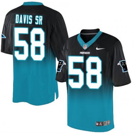 Nike Panthers #58 Thomas Davis Sr Black/Blue Men's Stitched NFL Elite Fadeaway Fashion Jersey