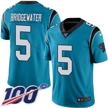 Nike Panthers #5 Teddy Bridgewater Blue Men's Stitched NFL Limited Rush 100th Season Jersey