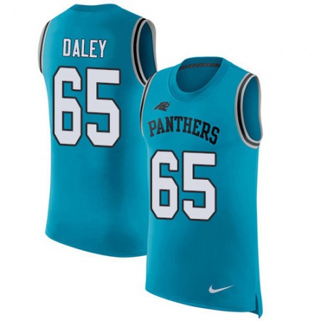 Nike Panthers #65 Dennis Daley Blue Alternate Men's Stitched NFL Limited Rush Tank Top Jersey