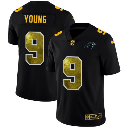 Carolina Panthers #9 Bryce Young Men's Black Nike Golden Sequin Vapor Limited NFL Jersey