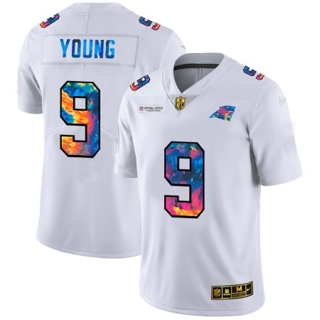 Carolina Panthers #9 Bryce Young Men's White Nike Multi-Color 2020 NFL Crucial Catch Limited NFL Jersey