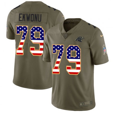 Nike Panthers #79 Ikem Ekwonu Olive/USA Flag Men's Stitched NFL Limited 2017 Salute To Service Jersey