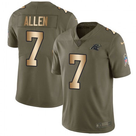 Nike Panthers #7 Kyle Allen Olive/Gold Men's Stitched NFL Limited 2017 Salute To Service Jersey