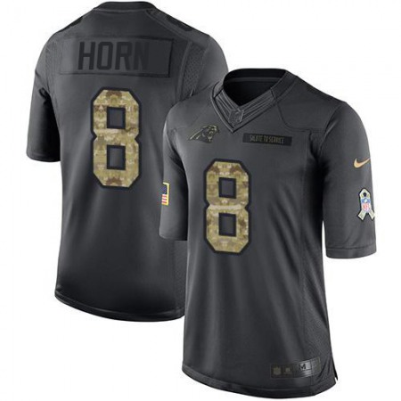 Nike Panthers #8 Jaycee Horn Black Men's Stitched NFL Limited 2016 Salute to Service Jersey