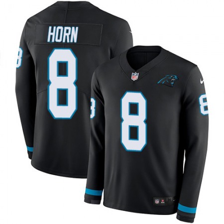 Nike Panthers #8 Jaycee Horn Black Team Color Men's Stitched NFL Limited Therma Long Sleeve Jersey