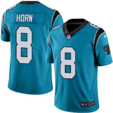 Nike Panthers #8 Jaycee Horn Blue Men's Stitched NFL Limited Rush Jersey