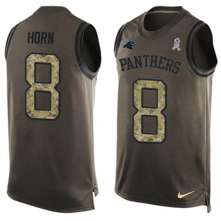 Nike Panthers #8 Jaycee Horn Green Men's Stitched NFL Limited Salute To Service Tank Top Jersey