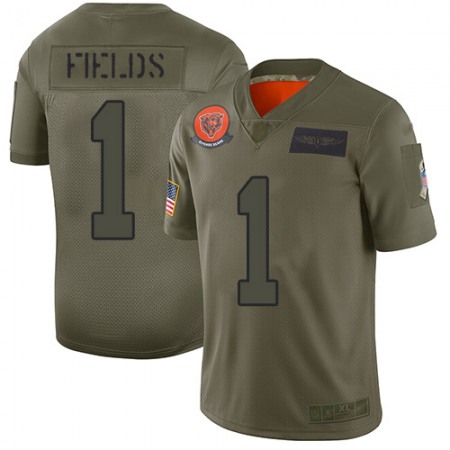 Nike Bears #1 Justin Fields Camo Men's Stitched NFL Limited 2019 Salute To Service Jersey