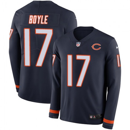 Nike Bears #17 Tim Boyle Navy Blue Team Color Men's Stitched NFL Limited Therma Long Sleeve Jersey