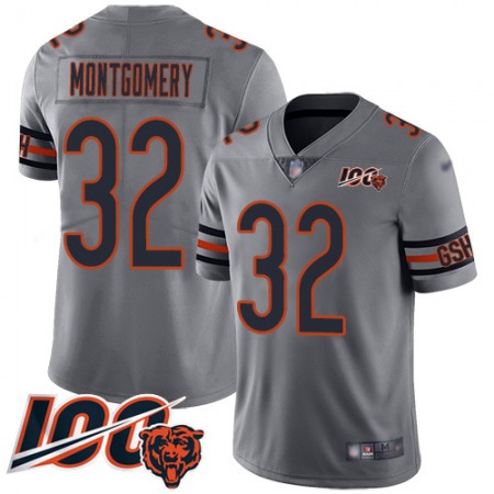 Nike Bears #32 David Montgomery Silver Men's Stitched NFL Limited Inverted Legend 100th Season Jersey