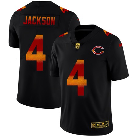 Chicago Bears #4 Eddie Jackson Men's Black Nike Red Orange Stripe Vapor Limited NFL Jersey