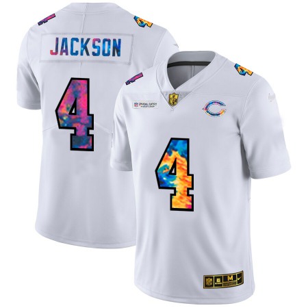 Chicago Bears #4 Eddie Jackson Men's White Nike Multi-Color 2020 NFL Crucial Catch Limited NFL Jersey