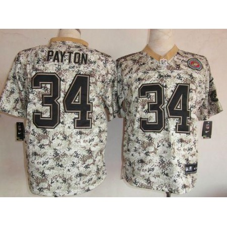 Nike Bears #34 Walter Payton Camo Men's Stitched NFL Elite USMC Jersey