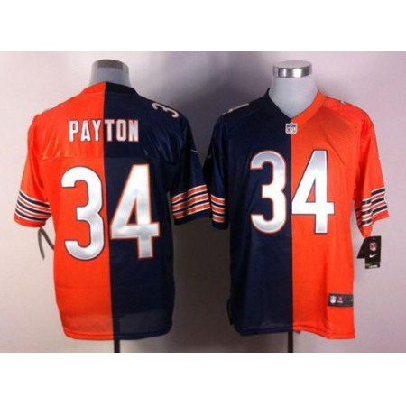 Nike Bears #34 Walter Payton Navy Blue/Orange Men's Stitched NFL Elite Split Jersey