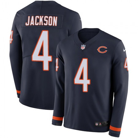 Nike Bears #4 Eddie Jackson Navy Blue Team Color Men's Stitched NFL Limited Therma Long Sleeve Jersey
