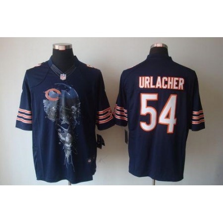 Nike Bears #54 Brian Urlacher Navy Blue Team Color Men's Stitched NFL Helmet Tri-Blend Limited Jersey