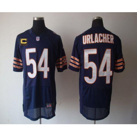 Nike Bears #54 Brian Urlacher Navy Blue Team Color With C Patch Men's Stitched NFL Elite Jersey