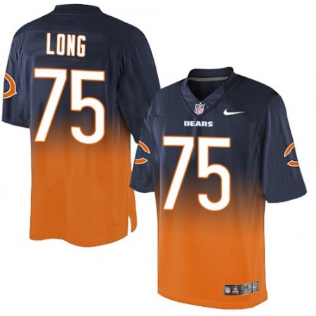 Nike Bears #75 Kyle Long Navy Blue/Orange Men's Stitched NFL Elite Fadeaway Fashion Jersey