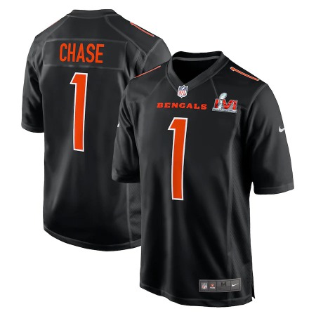Cincinnati Bengals #1 Ja'Marr Chase Black Men's Nike Super Bowl LVI Bound Game Fashion Jersey