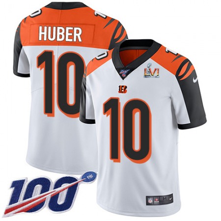 Nike Bengals #10 Kevin Huber White Super Bowl LVI Patch Men's Stitched NFL 100th Season Vapor Limited Jersey