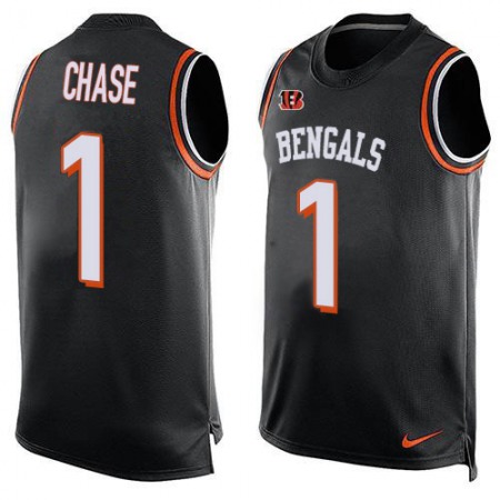 Nike Bengals #1 Ja'Marr Chase Black Team Color Men's Stitched NFL Limited Tank Top Jersey