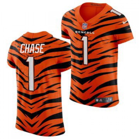 Nike Bengals #1 Ja'Marr Chase Men's 2021-22 Orange City Edition Elite NFL Jersey