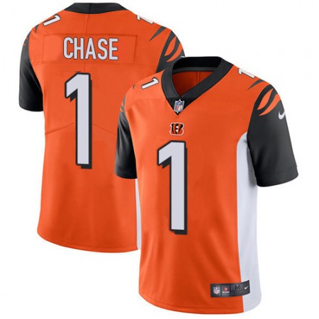 Nike Bengals #1 Ja'Marr Chase Orange Alternate Men's Stitched NFL Vapor Untouchable Limited Jersey