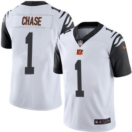 Nike Bengals #1 Ja'Marr Chase White Men's Stitched NFL Limited Rush Jersey