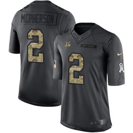 Nike Bengals #2 Evan McPherson Black Men's Stitched NFL Limited 2016 Salute to Service Jersey