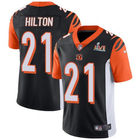 Nike Bengals #21 Mike Hilton Black Team Color Super Bowl LVI Patch Men's Stitched NFL Vapor Untouchable Limited Jersey