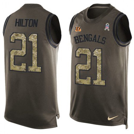 Nike Bengals #21 Mike Hilton Green Men's Stitched NFL Limited Salute To Service Tank Top Jersey