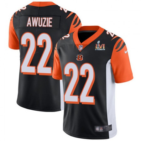 Nike Bengals #22 Chidobe Awuzie Black Team Color Super Bowl LVI Patch Men's Stitched NFL Vapor Untouchable Limited Jersey