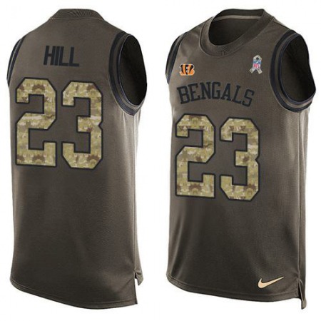 Nike Bengals #23 Daxton Hill Green Men's Stitched NFL Limited Salute To Service Tank Top Jersey