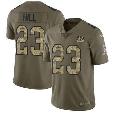 Nike Bengals #23 Daxton Hill Olive/Camo Men's Stitched NFL Limited 2017 Salute To Service Jersey