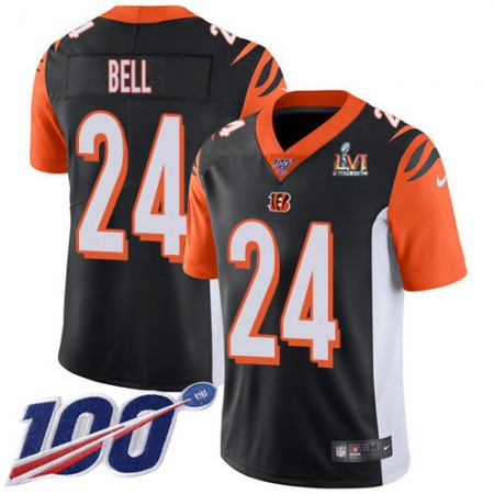 Nike Bengals #24 Vonn Bell Black Team Color Super Bowl LVI Patch Men's Stitched NFL 100th Season Vapor Limited Jersey