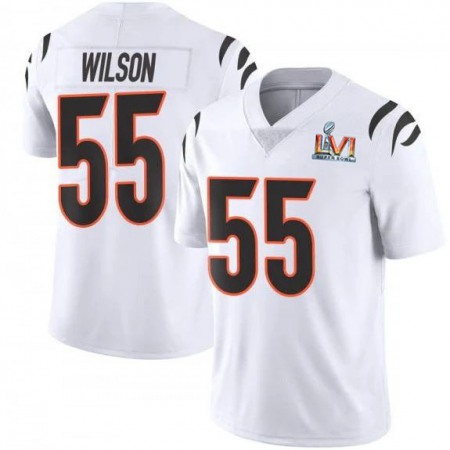 Cincinnati Bengals #55 Logan Wilson White Super Bowl LVI Patch Men's Nike Vapor Limited Jersey