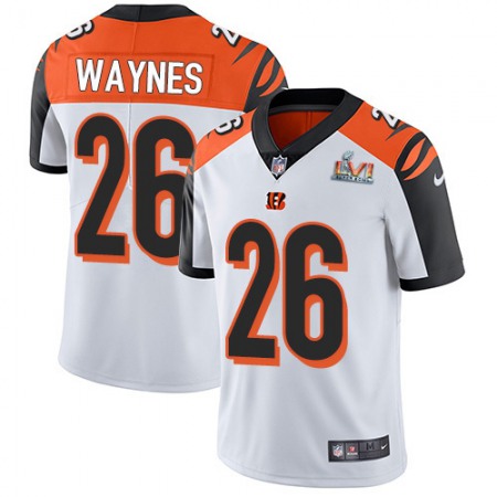 Nike Bengals #26 Trae Waynes White Super Bowl LVI Patch Men's Stitched NFL Vapor Untouchable Limited Jersey