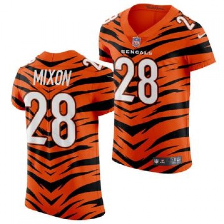 Nike Bengals #28 Joe Mixon Men's 2021-22 Orange City Edition Elite NFL Jersey