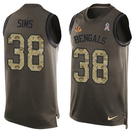 Nike Bengals #38 LeShaun Sims Green Men's Stitched NFL Limited Salute To Service Tank Top Jersey