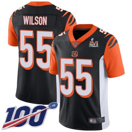 Nike Bengals #55 Logan Wilson Black Team Color Super Bowl LVI Patch Men's Stitched NFL 100th Season Vapor Limited Jersey