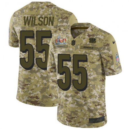 Nike Bengals #55 Logan Wilson Camo Super Bowl LVI Patch Men's Stitched NFL Limited 2018 Salute To Service Jersey