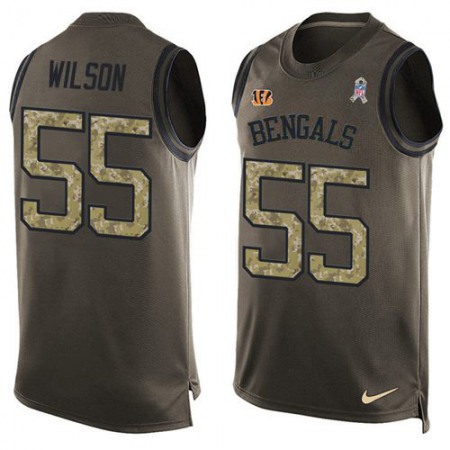 Nike Bengals #55 Logan Wilson Green Men's Stitched NFL Limited Salute To Service Tank Top Jersey