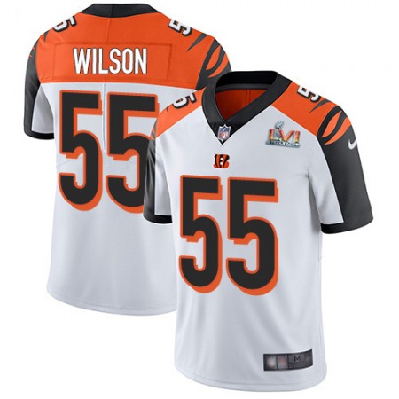 Nike Bengals #55 Logan Wilson White Super Bowl LVI Patch Men's Stitched NFL Vapor Untouchable Limited Jersey