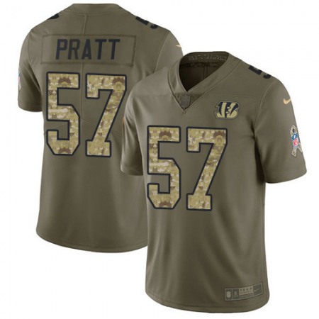 Nike Bengals #57 Germaine Pratt Olive/Camo Men's Stitched NFL Limited 2017 Salute To Service Jersey